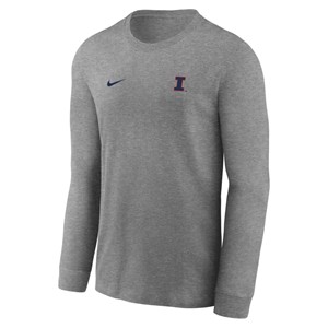 ILLINOIS NIKE BLOCK I DRI-FIT L/S T-SHIRT -  darkheather